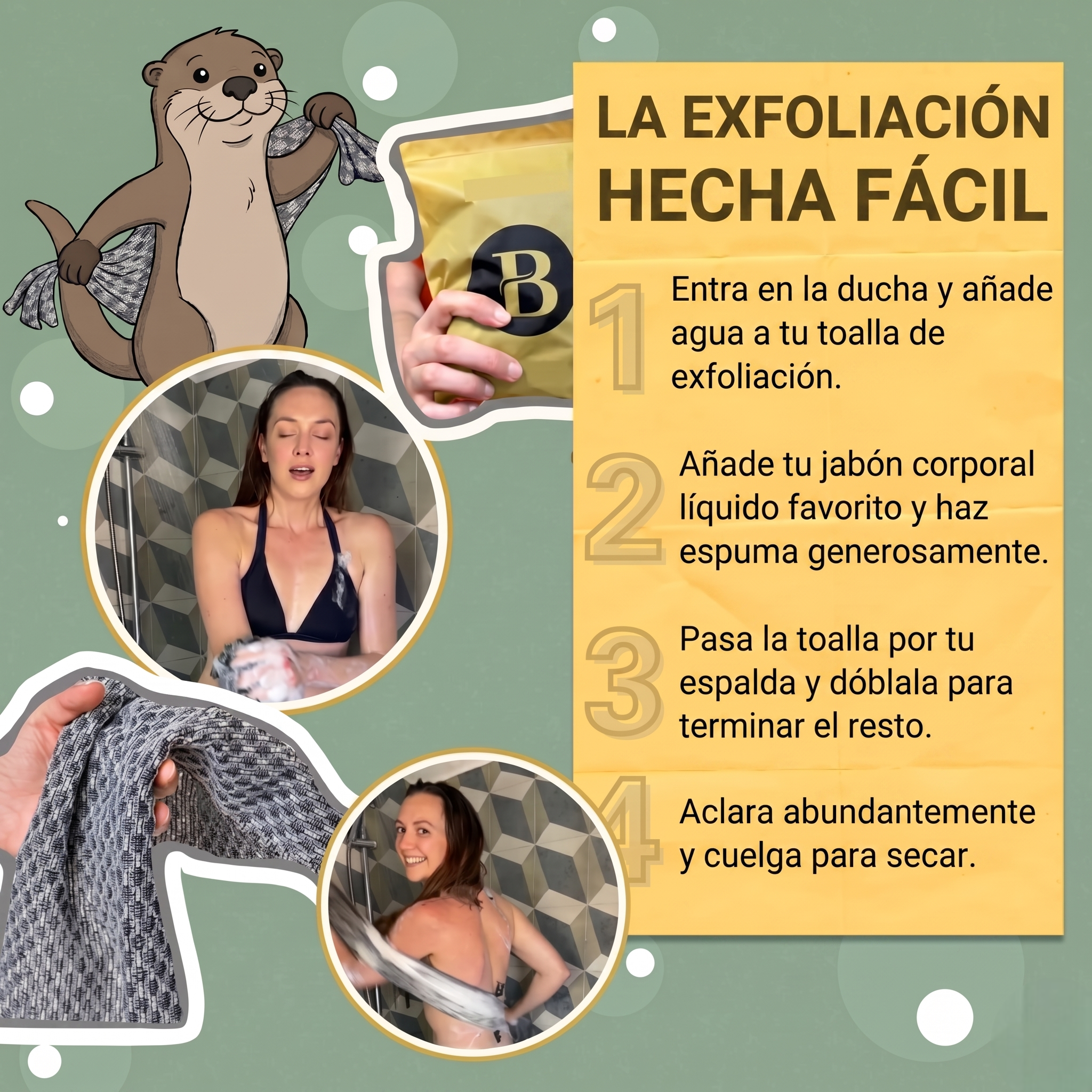 Toalla de ducha exfoliante antibacteriana Nidyva