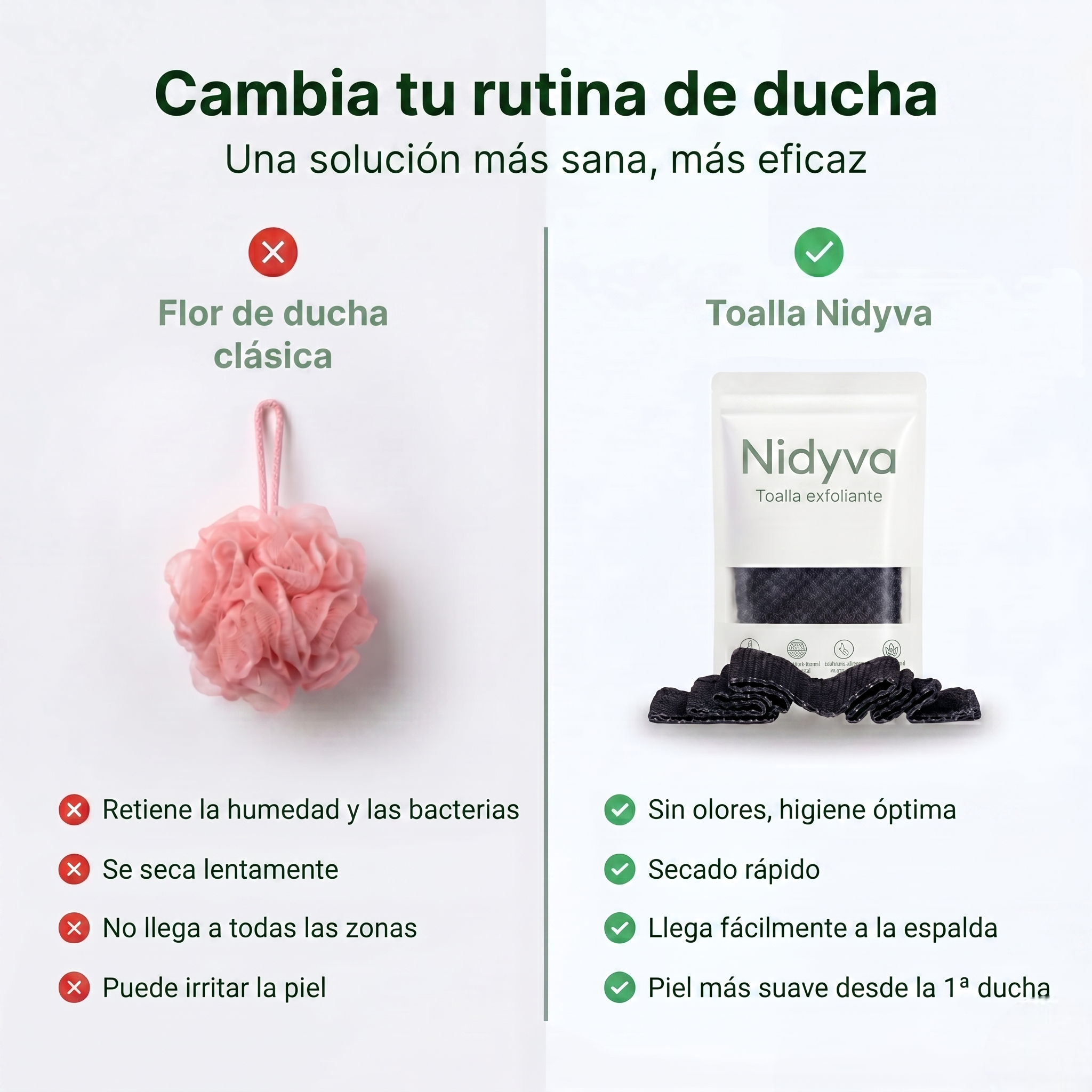 Toalla de ducha exfoliante antibacteriana Nidyva